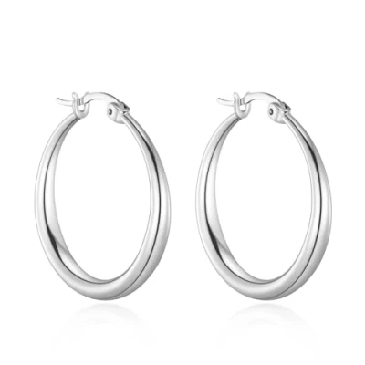 Bild av Philip Jones Silverpläterade 25 mm ringörhängen, Silverpläterad