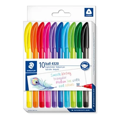 Bild av STAEDTLER 4320 MC10 Stick regnbåge kulspetspenna blandade färger (paket med 10)