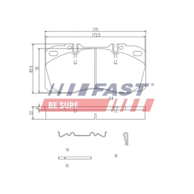 Bild av FAST FT29093 Jeu de plaquettes frein Essieu avant préparé pour indicateur d&#039;usure IVECO: DAILY 6 , Pritsche/Fahrgestell