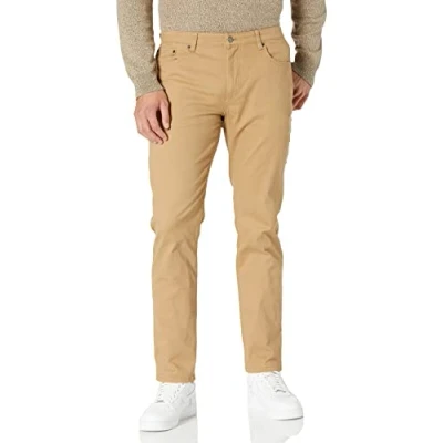 Bild av Amazon Essentials herr atletisk passform 5 ficka stretch twillbyxor (finns i stora och långa), mörk kaki brun, 36W/31L