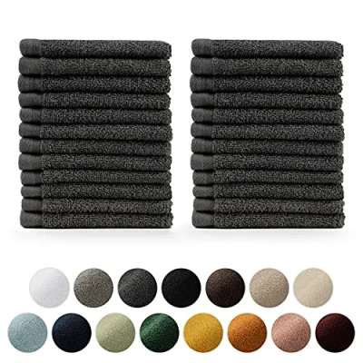 Bild av Blumtal Handduksset 24 pack Ansiktshandduk Tvättlapp Liten handduk Mjuk och absorberande 100% bomull Oeko TEX® certifierad Antracit