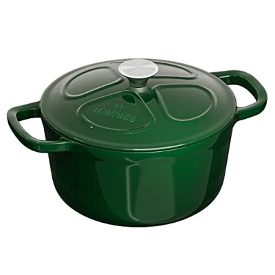 Bild av Navaris Gjutjärnsgryta, stekgryta, 2,5 l 20 cm, gryta, emaljerad, temperaturbeständig, diskmaskinssäker all mat och matlagningsytor grön