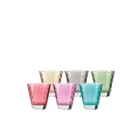 Bild av LEONARDO HOME Dryckesglas Optic 6 pack, vattenglas, juiceglas, glaskoppar, diskmaskinssäker, färgglada, stycken (1 pack),
