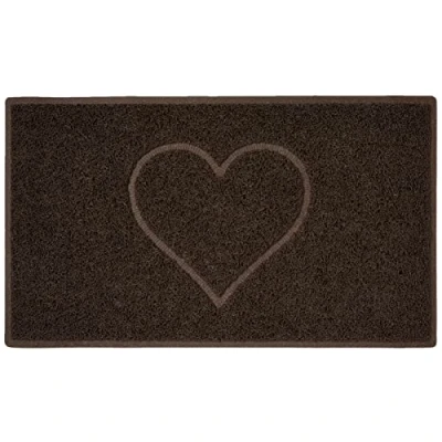 Bild av Nicoman hjärta präglad form entré dörrmatta smutsfångare tvättbar barriärdörrmatta inomhus eller utomhus (medium, brun, 75 x 44 cm)