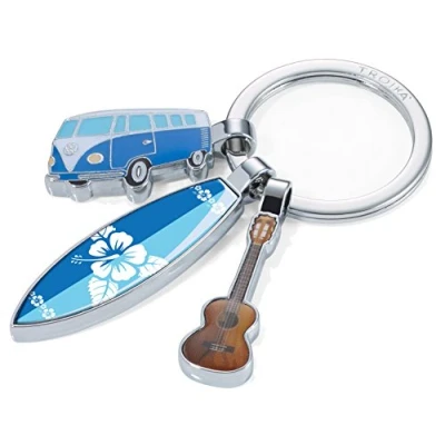 Bild av TROIKA SURFMATE T1 KR16 14/CH nostalgisk nyckelring med 3 hängen bulli, surfbräda, gitarr glänsande flerfärgad, 10cm, Klassisk