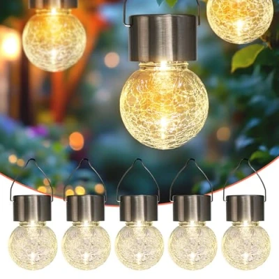 Bild av Spetebo Solcellsdrivna LED hänglampor, 5 stycken, trädgårdsdekoration, sollampa, trädgårdslampa, hängande lampa