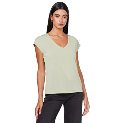 Bild av Vero Moda Vmfilli SS Vneck GA NOOS Tshirt bas, Storlek: Small, Reseda