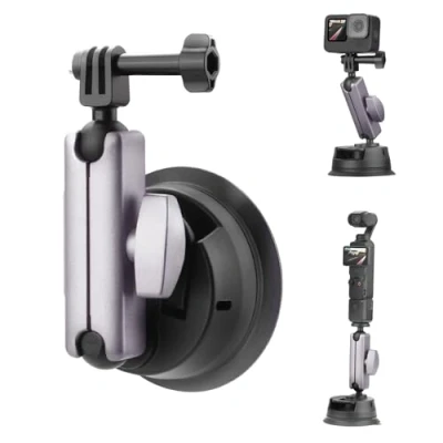Bild av BRDRC ficka 3 sugkoppsfäste, bilmontering vindruta och fönsterkamerahållare för DJI Osmo Pocket 2, Action 5 Pro 4, Insta360 X4 X3 Go 3S, GoPro Hero 13 12 11 10 9 tillbehör aluminium