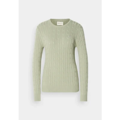 Bild av GANT Stretch C NECK Stickad tröja, Storlek: Small, Faded sage