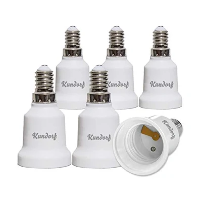 Bild av Kundorf 6 stycken E14 till E27 adapter lampsockel lamputtag omvandlare sockel för LED halogen energisparande lampor vit