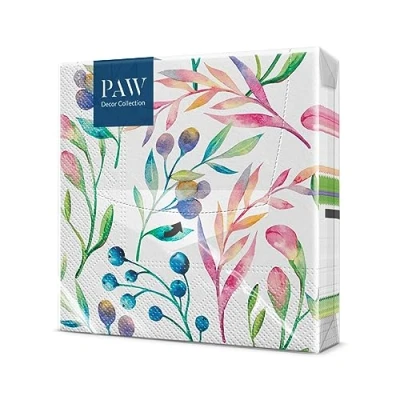 Bild av PAW servetter 3 lager (33 x 33 cm) I 20 stycken perfekt för födelsedagar, fester, bröllop, nattvard och fester pappersservetter färgglada blommor, flerfärgad färg: flerfärgade blommor