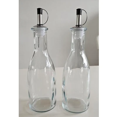 Bild av Provance Uppsättning med 2 oljeflaskor x 300 ml för vinäger och oljedispenser, olivolja, flaska missfärgningsskyddat lock, glasflaska kök ättimer BBQ