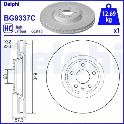 Bild av Bromsskiva DELPHI BG9337C