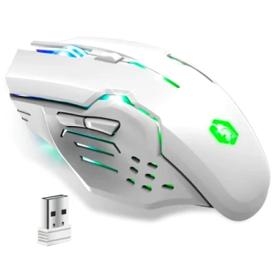 Bild av EMPIRE GAMING RF903 Trådlös 2,4 GHz uppladdningsbar spelmus RGB LED bakgrundsbelysning Ergonomisk 4 800 DPI 500Hz PS4, PS5, Xbox One/Series, PC och Mac, vit