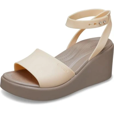 Bild av Crocs dam Brooklyn ankelrem kil sandal, Shitake, 39/40 EU