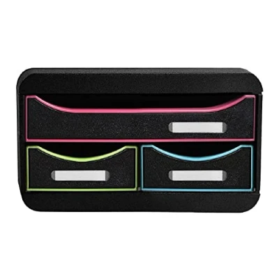 Bild av Exacompta Ref. 311914D SMALL BOX MINI 3 lådor 1 låda för A4+ dokument 2 tunna små redskap mått 347 x 278 130 mm Svart/arlekin/svart