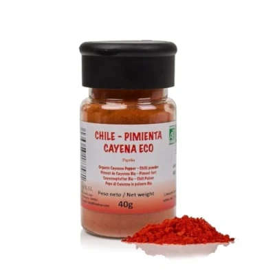 Bild av FRISAFRAN cayennepeppar Ekologiskt 40g malda Högt innehåll av vitaminer och mineraler årgång naturlig Ursprung Spanien Cayenne peppar utan tillsatser vitaminiskt