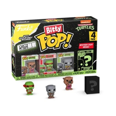 Bild av Funko Bitty Pop! Teenage Mutant Ninja Turtles Splinter, Raphael, Rocksteady och en överrasknings minifigur 2,2 cm (0,9 tum) TMNT samlarobjekt stapelbar displayhylla ingår TV fans