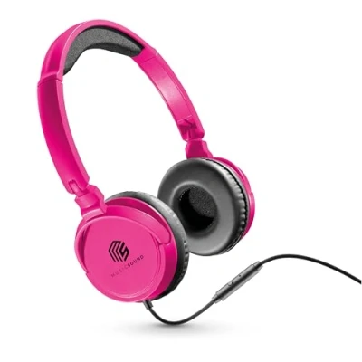Bild av Music Sound HEADBAND Basic Wire hörlurar Hopfällbara med sladd och mikrofon 3,5 mm uttag rosa