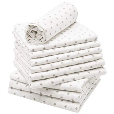 Bild av ZOLLNER Set om 10 muslin, spottdukar i 80 x cm av bomull hudvänliga muslindukar med söta stjärnor särskilt mjuka och absorberande tvättbara upp till 60 C vitt