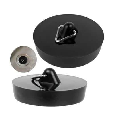 Bild av Universalplugg set, 2 pack, i svart, Ø 44 på 36 mm ovansida undersidan, gummidräneringsplugg för 1 1/2 tum 3/4 ventiltoppar, dräneringsproppar, tvättställsproppar, badkarsproppar