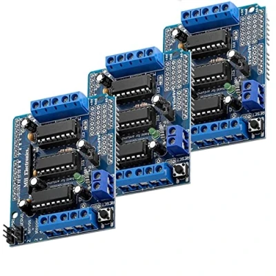 Bild av AZDelivery 3 x L293D Motor Driver Shield, 4 Kanalig Stepper Driver, Expansion Board kompatibel med Arduino inklusive E Bok!