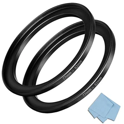 Bild av 77 mm 82 steg up ring (77 lins till filter) 2 pack, KOMET kameralinsfilter omvandlare tillbehör