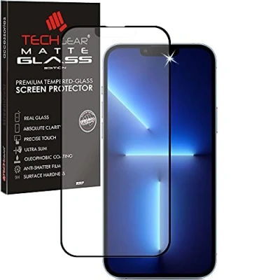 Bild av TECHGEAR matt skärmskydd för iPhone 14, 13, 13 Pro härdat glas, 3D skydd, anti reflexskydd, helskärm kompatibel med 13/13 (6,1)