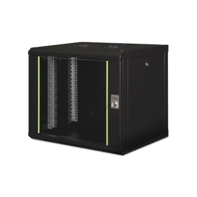 Bild av DIGITUS nätverksskåp 19 tum 9 U väggmontering 450 mm djup max. belastning 100 kg Unique series glasdörr svart