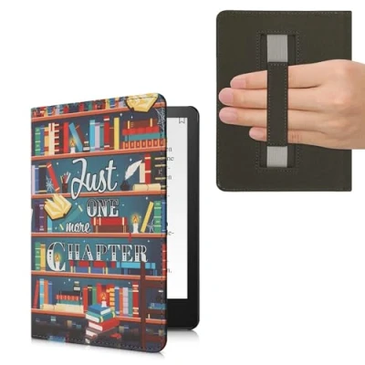 Bild av Kwmobile fodral kompatibelt med Amazon Kindle Paperwhite (11. Gen 2021) PU läder rem bibliotek motto flerfärgad