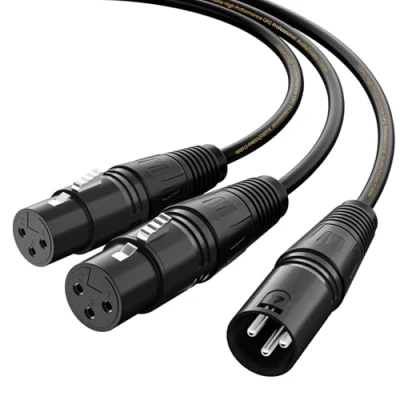 Bild av Tisino XLR kabeldelning en Y, dubbel hembra a macho Mic Combiner Y sladd balanserad mikrofon adapter patchkabel (2 1 macho) 3 m