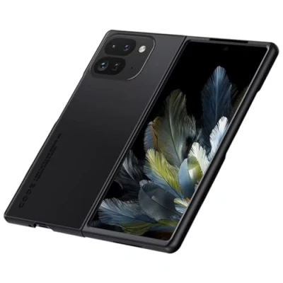 Bild av HONLEN Fodral för Google Pixel 9 Pro Fold (8 tum tum) företagstelefonfodral med läderbaksida, svart