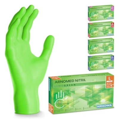 Bild av 500x ARNOMED engångshandskar gröna, nitrilhandskar L, med 500 st, puderfria, latexfria gummihandskar, finns i XS, S, M, L &amp; XL