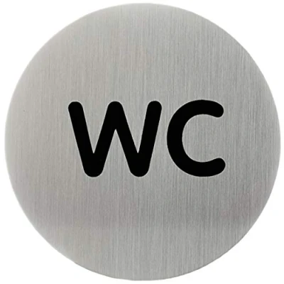 Bild av Durable Självhäftande piktogram WC (83 mm, reptålig, rostfri dörrskylta), 5 stycken