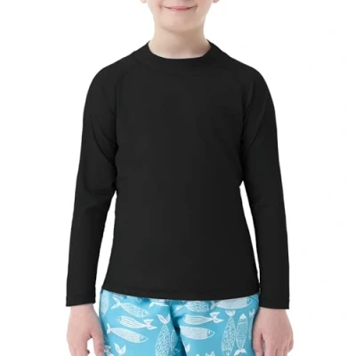 Bild av MEETWEE Baddräkt för pojkar Rash Vest Badtröjor barn långa/korta UPF 50 solskydd Guard 515 år, Svart och långärmad, 6 år