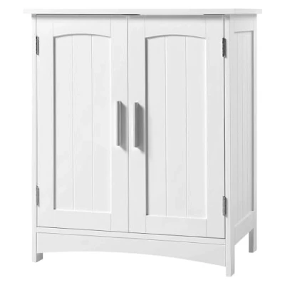 Bild av EUGAD Tvättställsskåp, underskåp, tvättställsunderskåp, badrumsskåp, badrumsskåp med 2 dörrar, justerbar hylla, fristående, modern, 50 x 60 30 cm, vit