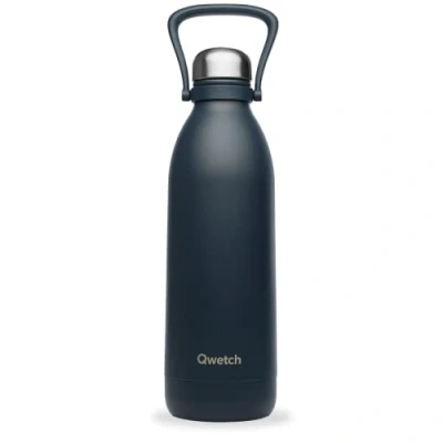 Bild av QWETCH Stor 1,5 l drickflaska i rostfritt stål kolgrå titan termosflaska 48 h kall och 16 varm läckagesäker BPA fri isoleringsflaska med handtag perfekt för camping, picknick