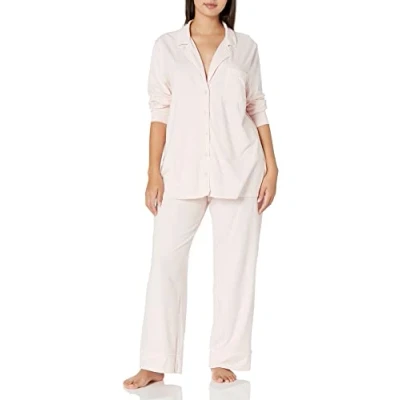 Bild av Amazon Essentials dam bomull modal långärmad skjorta och full längd botten pyjamasset (finns i plusstorlek), ljusrosa, Large