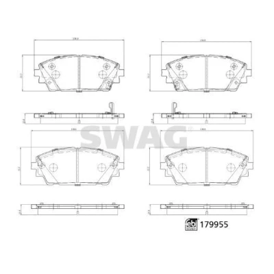Bild av SWAG 33 10 5574 Jeu de plaquettes frein Essieu avant avec indicateur d&#039;usure tôle anti bruit, monture ressort MAZDA: 3 3/5 portes
