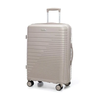 Bild av WITTCHEN FUERTA Line Medium resväska Hårt Bagage Expanderbar i polypropylen med glansiga remmar 4 dubbla hjul Teleskopiskt stålhandtag TSA lås Storlek M Beige