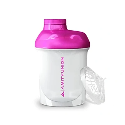 Bild av Kvinnor proteinskakare 400 ml deluxe läckagesäker, Europa, 100 % BPA fri med sil och skala för krämiga vassshakes, gym fitnesskugg isolat, sportdrycker, original proteinshakers i vitt rosa