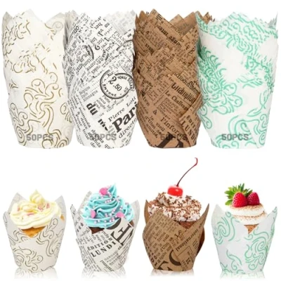 Bild av LUZOON muffinsformar papper, 200 stycken cupcake bakningskoppar muffinsform papper för bröllop födelsedagsfest (200 ②)