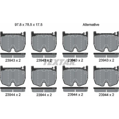 Bild av TEXTAR 2394301 Jeu de plaquettes frein préparé pour indicateur d&#039;usure MERCEDES BENZ: Classe E Berline, CLS Coupe, S Berline