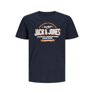 Bild av Jack &amp; Jones Junior Jjelogo Oneck Tshirt med print för barn, Storlek: 140, Navy blazer