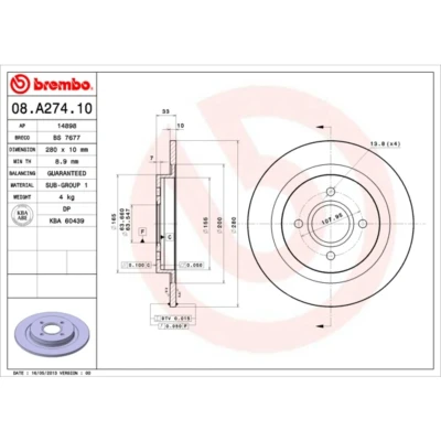 Bild av Bromsskiva BREMBO 08.A274.10