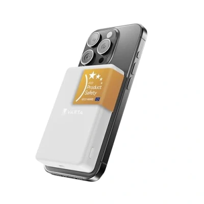 Bild av VARTA Power Bank 5.000mAh, magnetisk trådlös powerbank, Mag Pro, trådlös, 7,5W, laddare med USB Typ C, kompatibel MagSafe &amp; Qi Standard (iPhones Android), vit