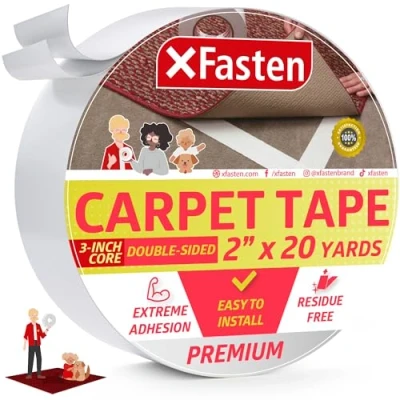 Bild av XFasten dubbelsidig tejp matttejp, avtagbar, 2 tum x 20 yards (50,8 mm 18,28 m) (enkel rulle)