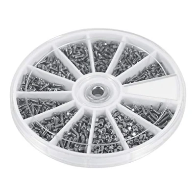 Bild av 600st skruvar Nuts Sortiment Kit, 12 typer av små Kit M1 M1.2 M1.4 M1.6, för klockor, glasögon, elektronik