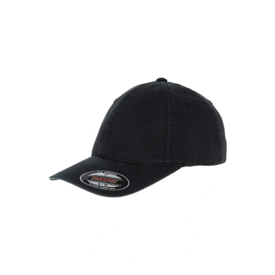 Bild av Flexfit Herrmössa med flexibel passform tvättad bomull pappa hatt för män, finns i många olika färger, storlekar SM till L XL, svart, XL
