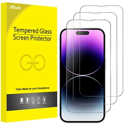 Bild av JETech Full Täckning Skärmskydd för iPhone 14 Pro 6,1 Tum, Screen Protector 9H Härdat Glas Film Fodral Vänlig, HD Klar, 3 Pack